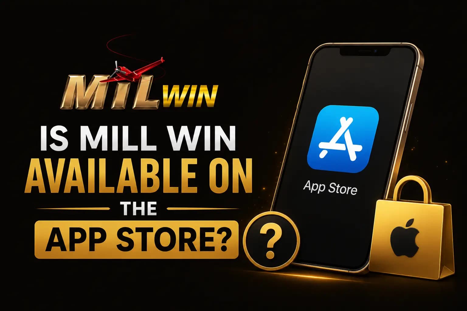 Is Mil Win Available on the App Store "Is Mil Win Available on the App Store?" graphic with an iPhone showing the App Store icon