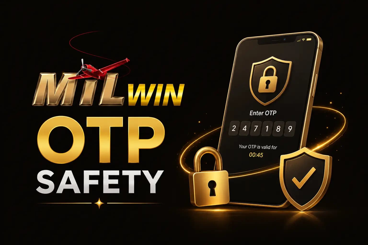 Otp Safety Mil Win OTP Safety graphic showing a phone with an OTP entry screen and padlock icons