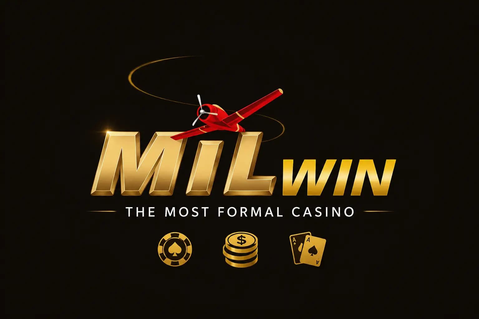 Mil Win the Most Formal Casino Mil Win logo, "The Most Formal Casino", with chip, coin and card icons